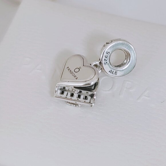Pandora Grand Piano Heart Dangle Charm S925 Sterling Silver with box - Picture 9 of 9